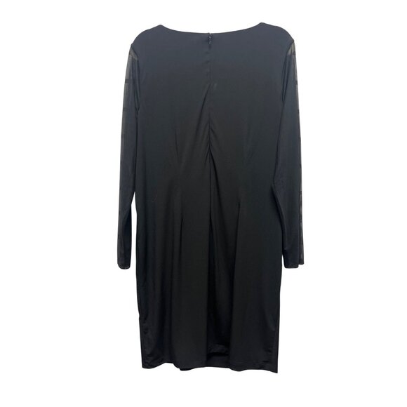 Chico's Black Chiffon Solid Ruched Cocktail Dress - Picture 7 of 9